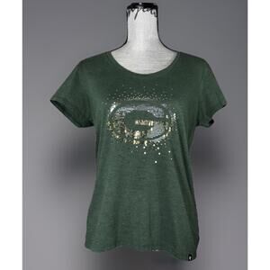 Green Bay Packers Anthropology ‘47 NFL Green Large Regional Scoop Shirt Sparkle